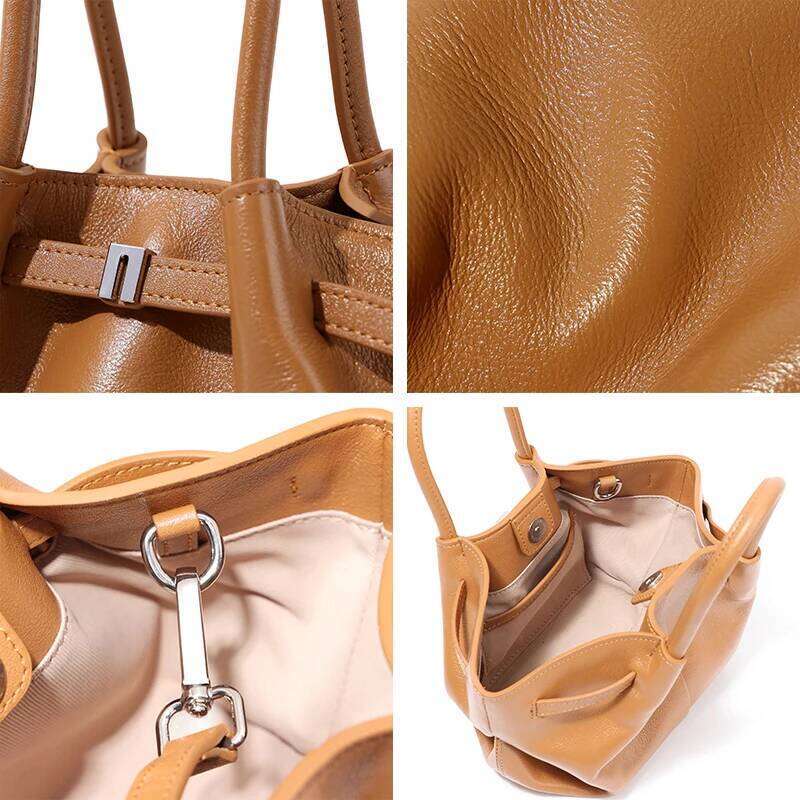 Women Cow Real Leather Handbags Female Cute Natural Cowhide Retro Crossbody Ladies Fashion Designer Shoulder Bag Girl
