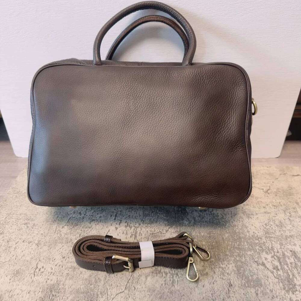 Motingsome Full Grain Cowhide Handbag Designer Bags For Women Bowling Tote Shoulder Crossbody Work Brief Case 2024 New