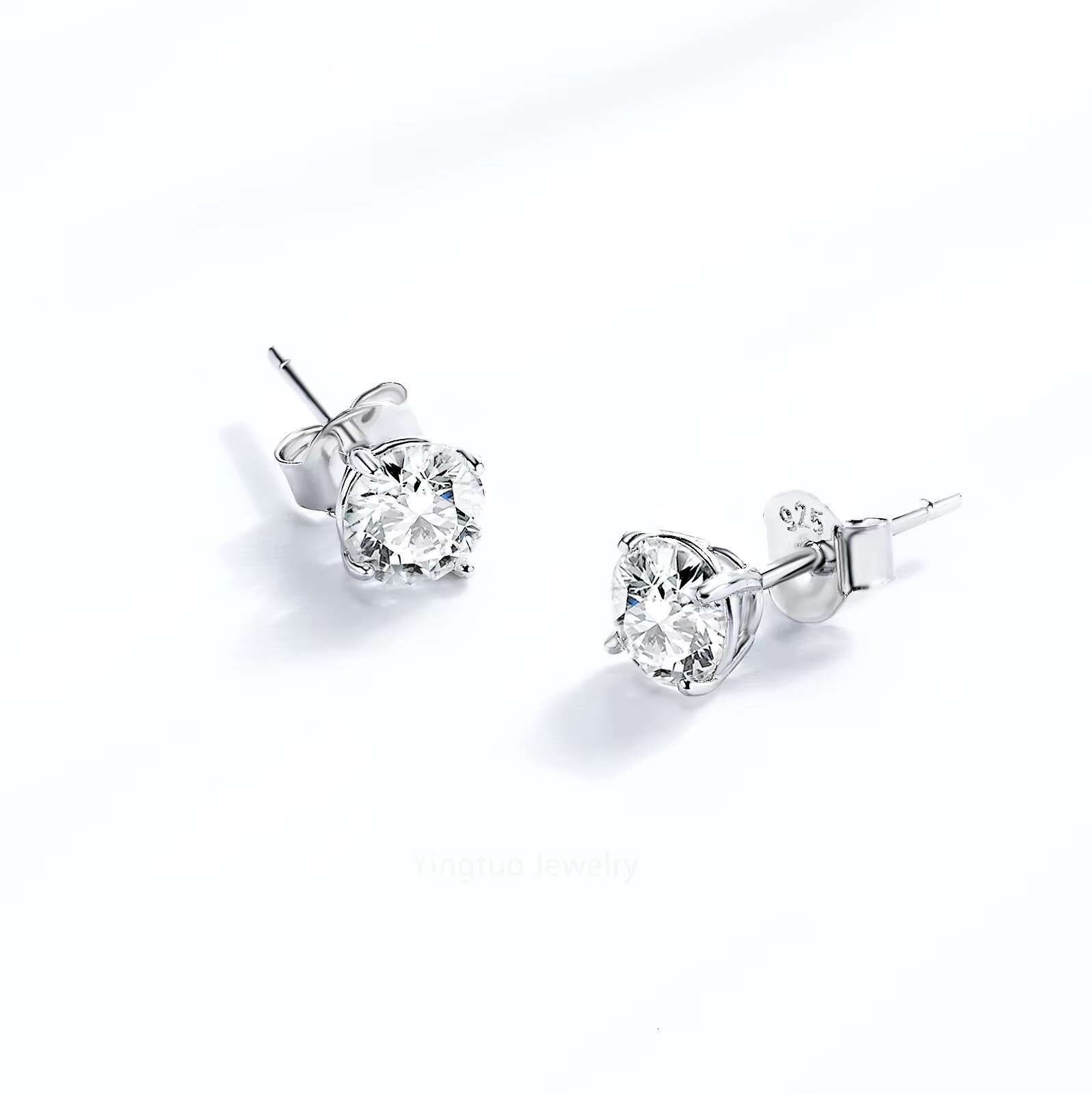 Factory Price Moissanite Jewelry Silver Stud 18K Four Claws S925 3mm/4mm/5mm/6mm Ladies Moissanite Earrings