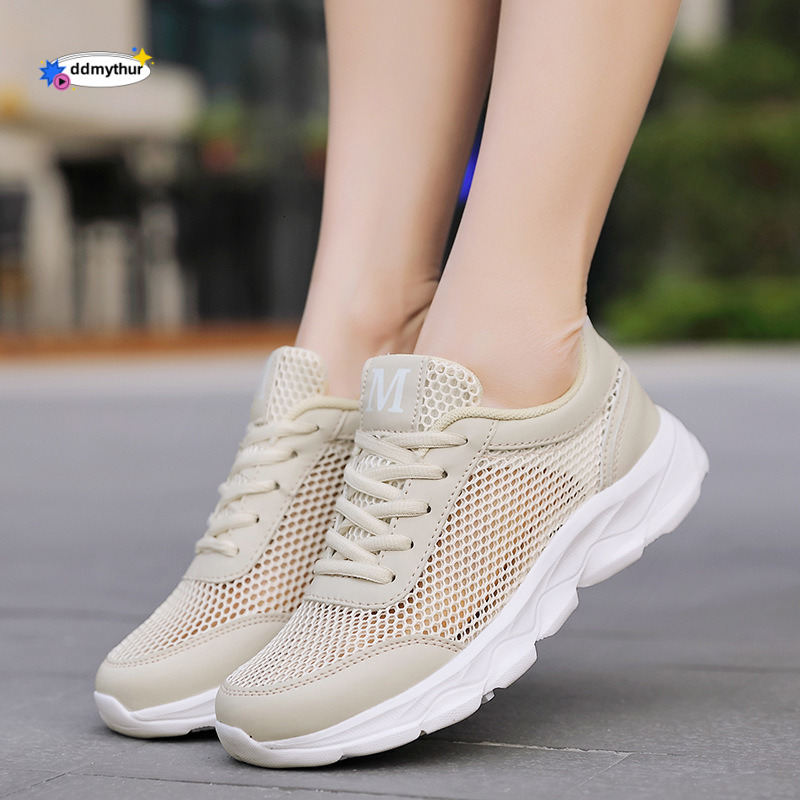 New Hollow Out Versatile Soft Sole Casual Shoes Breathable Lightweight Running Sneakers Mesh Women's Summer Style ddmythur