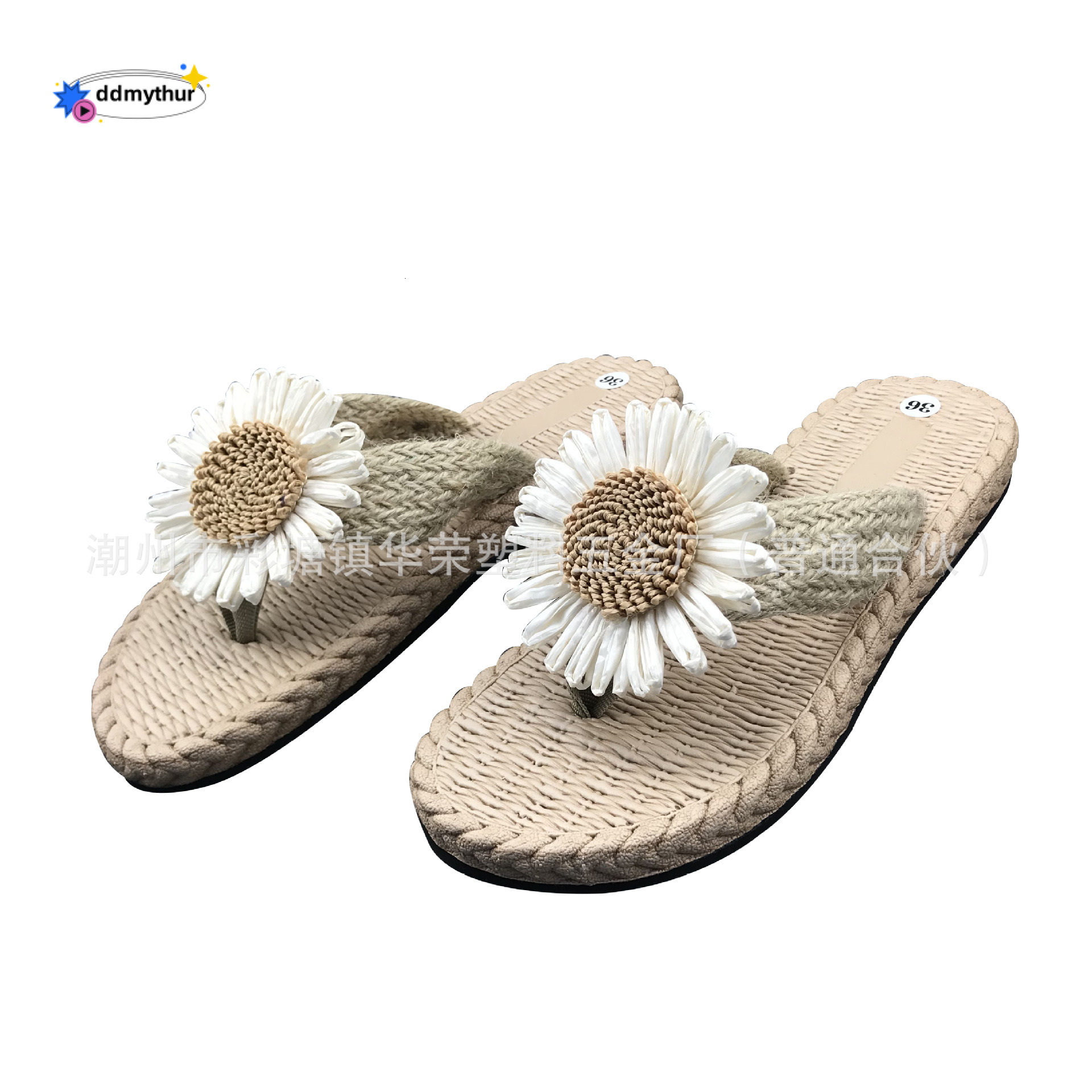 Flip-Flops Hemp Rope Straw Woven Shoes Summer New Outdoor Daisy Slippers Women Flat Low Heel Slip-On ddmythur