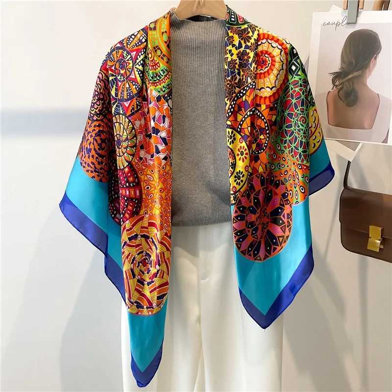 68cm Good Luck Printed Scarf Womens Spring and Summer Thin Imitation Silk Square Scarf Fashion Versatile Headscarf Shawl W250602