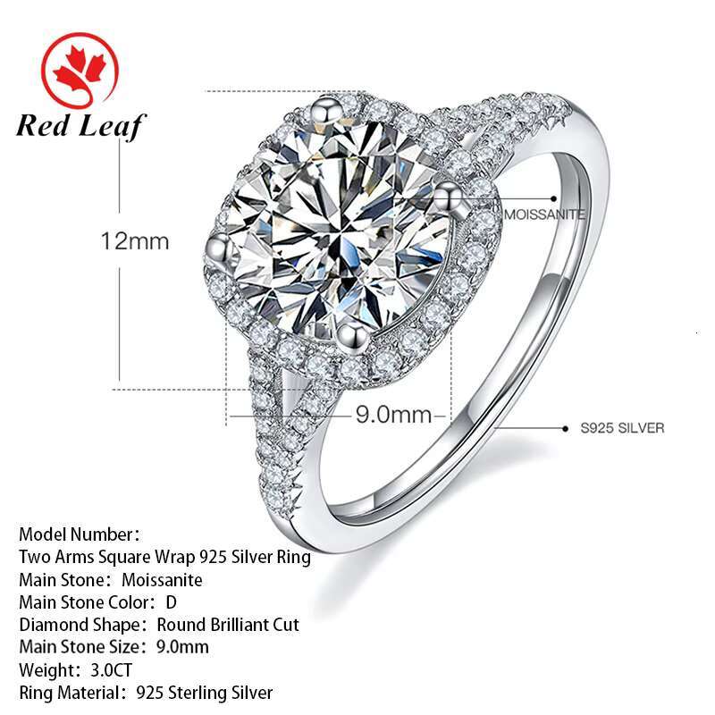 Redleaf Direct Sale White Gold Plated S925 Silver Eternity Wedding Ring Fine Jewelry Ladies Moissanite Diamond Ring