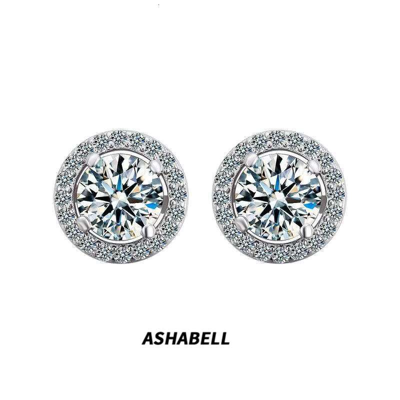 Luxury Hip Hop Classic 925 Silver Earrings VVS D Color 1CT 2CT Moissanite S925 Full Diamond Earrings for Women Wedding Jewelry