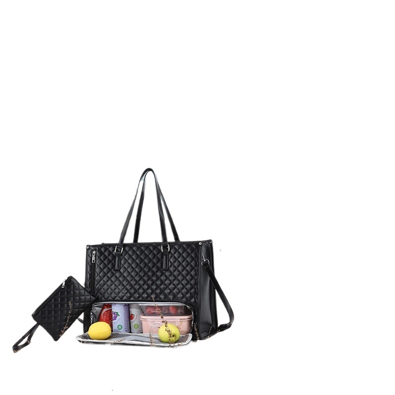 designer Cross-Border Hot Selling Lunch Bag Work Lunch Bag Black Quilted Handbag Shoulder Crossbody Bag Commuter Tote Bag large shoulder bag