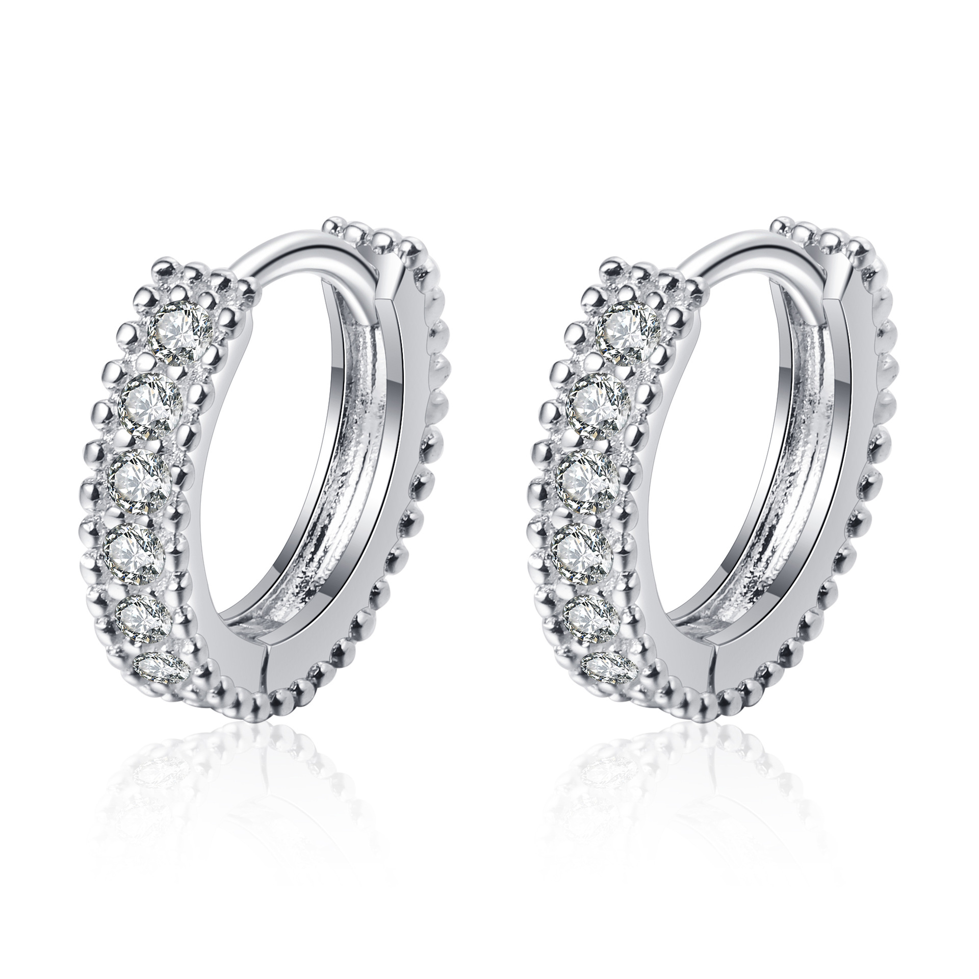 925 Sterling Silver Hoop Earrings with D-Color Moissanite Stones, Elegant and Minimalist Design for Women, Perfect for Everyday Wear or Special Occasi
