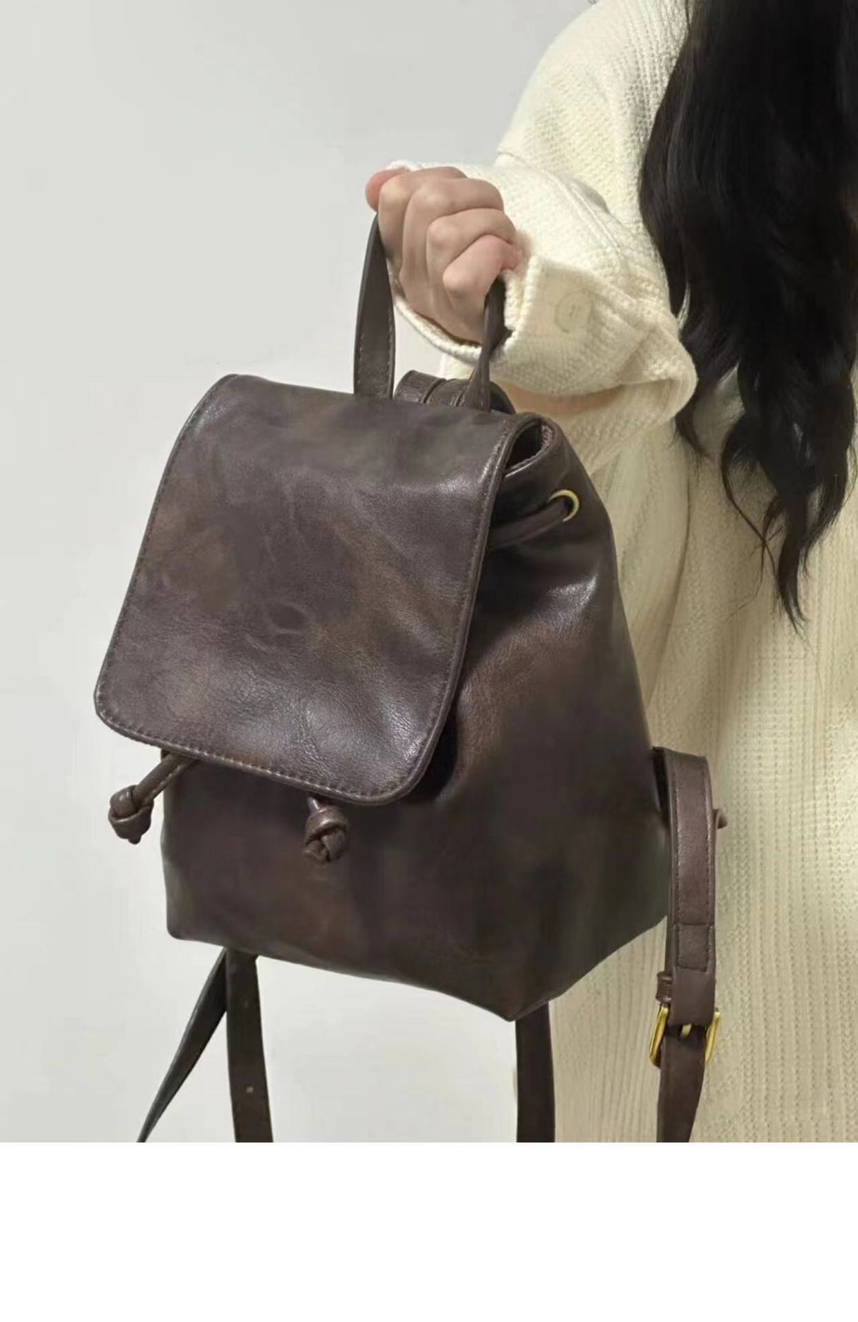 designer 2025 New Korean Style Retro Brown Backpack for Female Students Small School Bag Ins Xiaohongshu Outdoor Travel Backpack