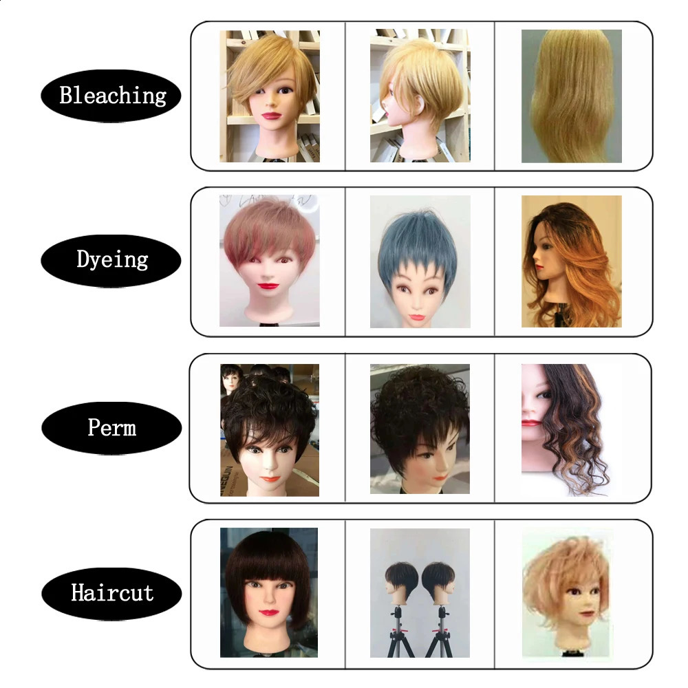 100% Human Hair Mannequin Head Natural Black Color Practice Training Model For Hairdresser Professional Can Be Ironed and Dyed 250529
