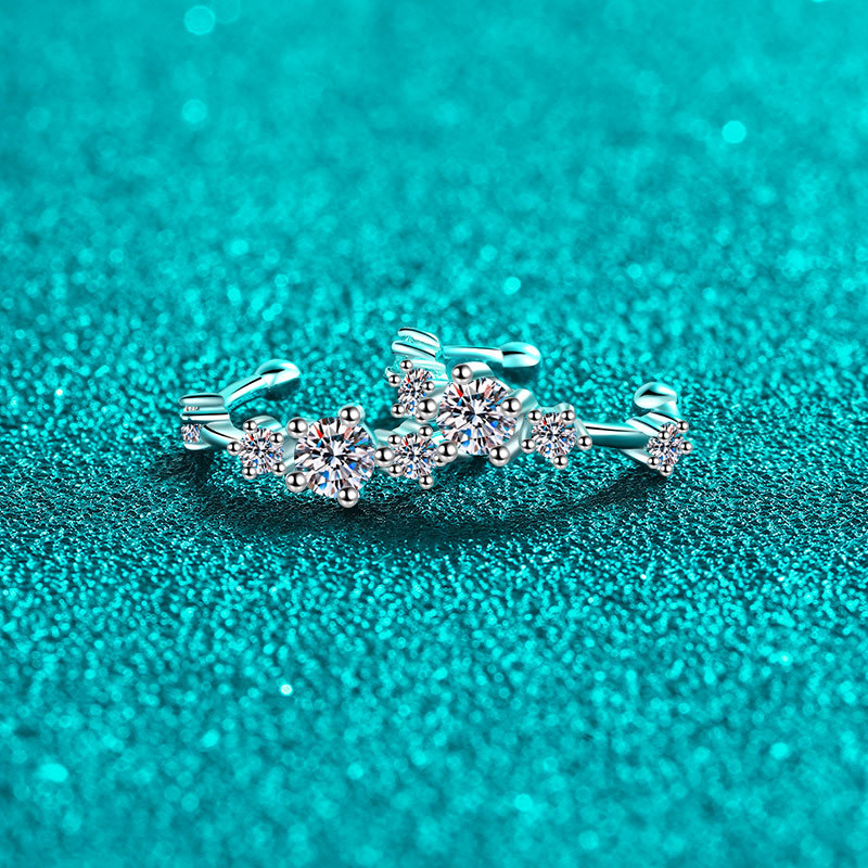 925 Sterling Silver Moissanite Ear Cuff, Non-Piercing Ear Jewelry, Trendy and Minimalist Design, Perfect for Everyday Wear or Special Occasions