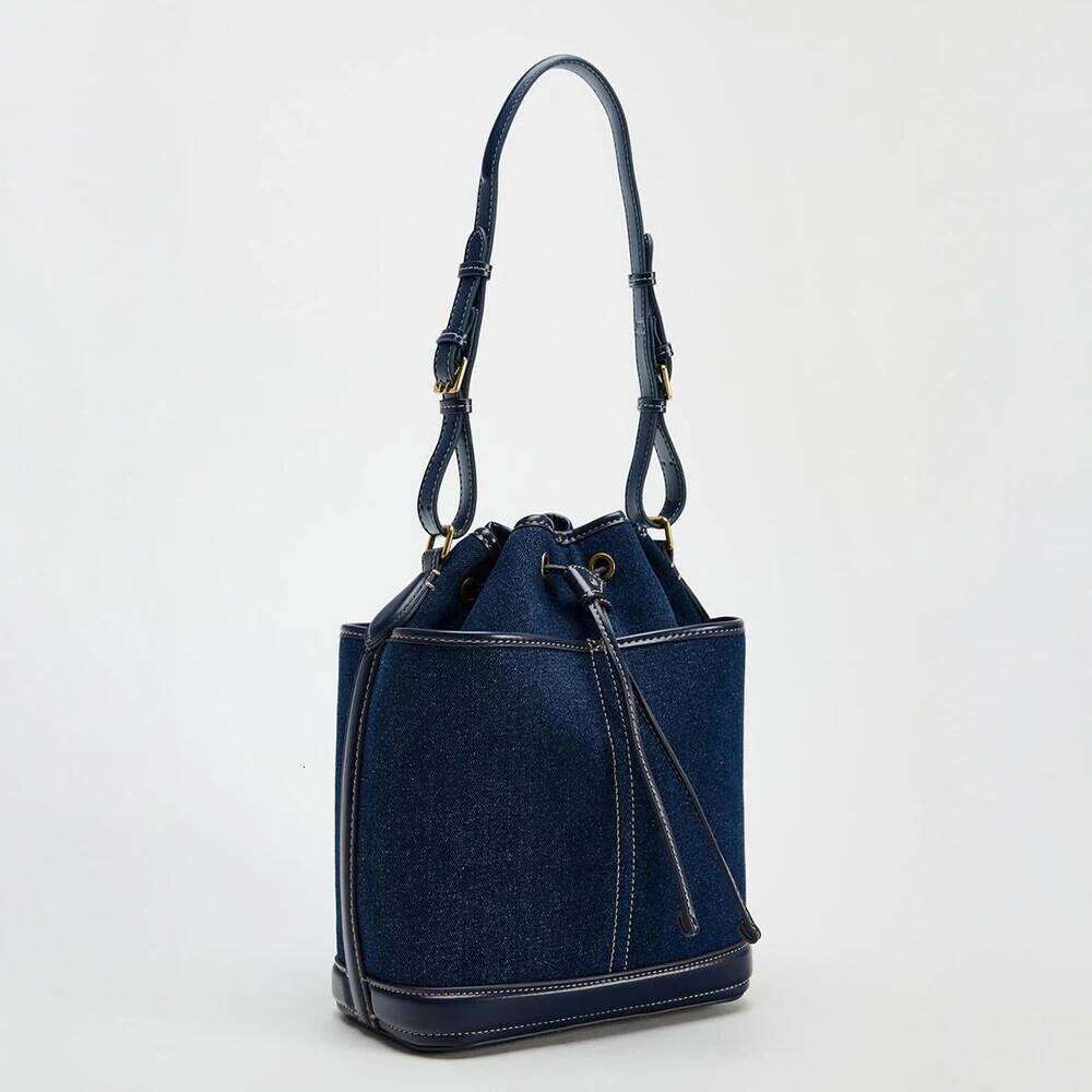Fashion Denim Bucket Bags For Women Designer Handbags High Quality Canvas Shoulder 2025 New Drawstring Women's Bag