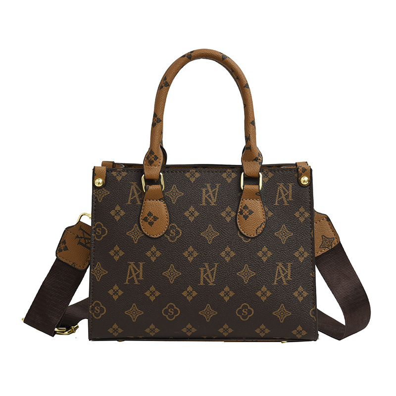 designer Vintage Floral Women's Bag Small Tote Bag with Letter Print Retro European and American Internet Celebrity Live Streaming Cross-Border H