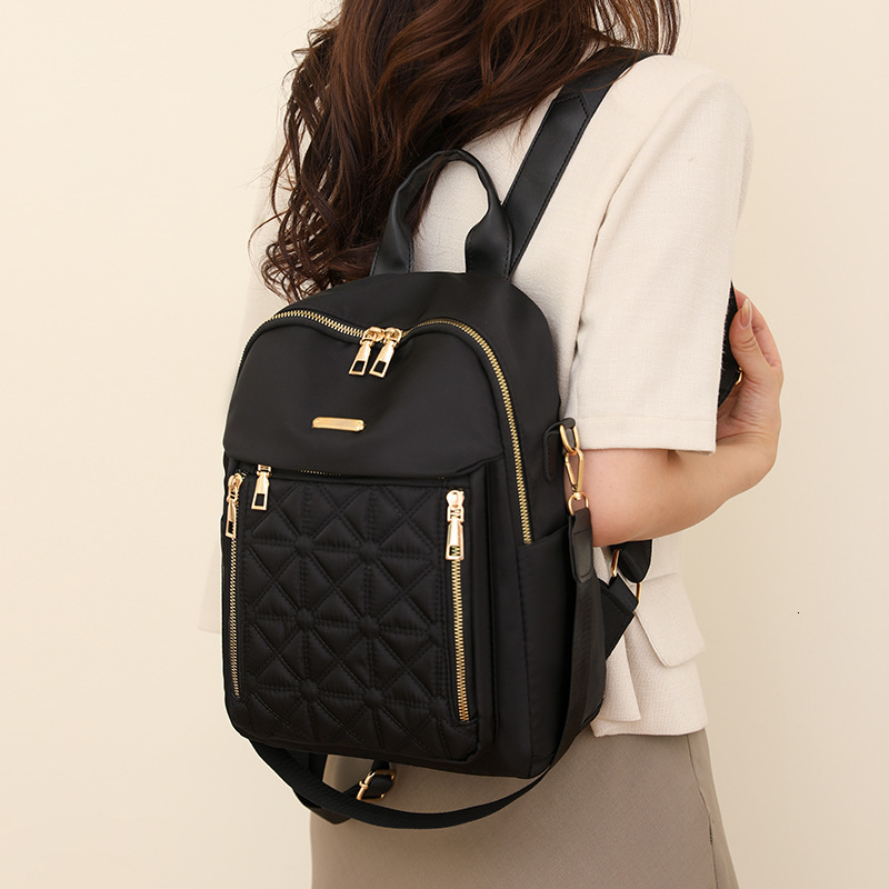 Free Shipping Diamond Grid Embroidered Thread Backpack For Women's New Designer Backpack Korean Version Versatile Large Capacity Waterproof Trave