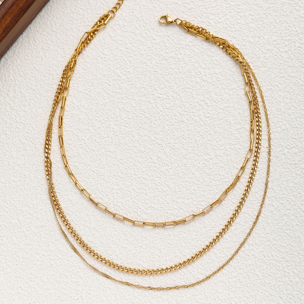 Style Gold-Plated Paperclip Stainless Chain Titanium Steel Ring Necklace Jewelry