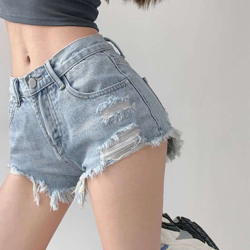 Denim Shorts Jeans Shorts Spring Summer Irregular Ripped Denim Shorts For Women Thin High Waist Slimming A Line Frayed Wide Leg Hot Pants Ripped Short
