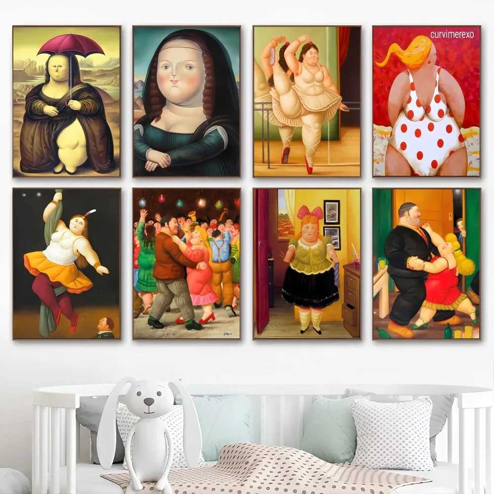 Famous Fernando Botero Dacing Anime Posters Sticky HD Quty Wall Art Retro Posters for Home Kawaii Room Decor Y250602