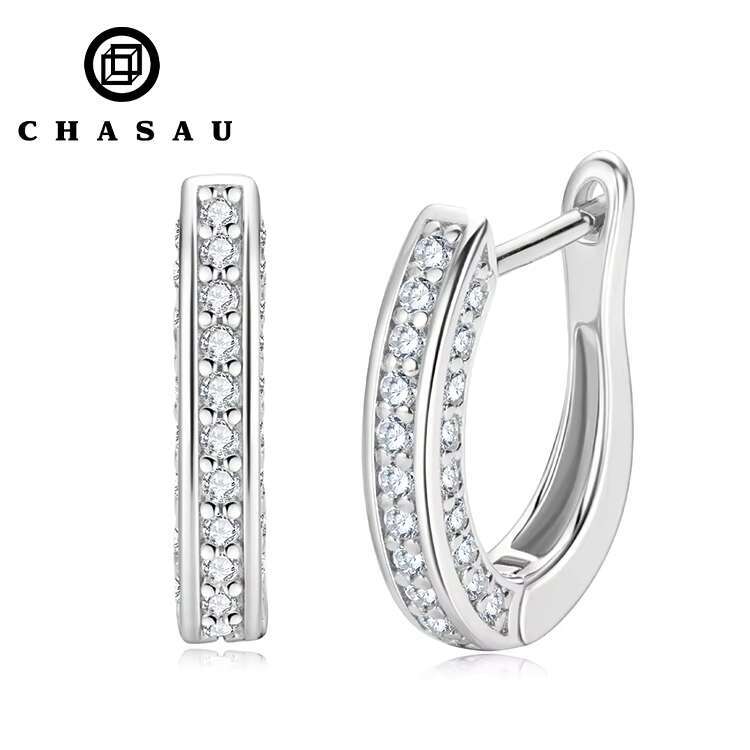 Earrings Wholesale Bulk 1.2mm Moissanite Diamond 925 Sterling Silver Classic Fashion Jewelry Earrings Hoop Earrings for Women