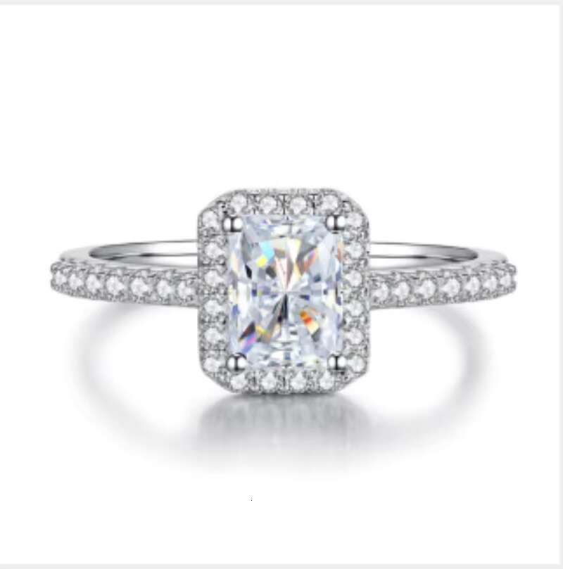 GRA Certificate Emeraude Cut 1 2ct Diamond Moissanite Rings 925 Sterling Silver for Women Wedding Engagement Jewelry Gifts