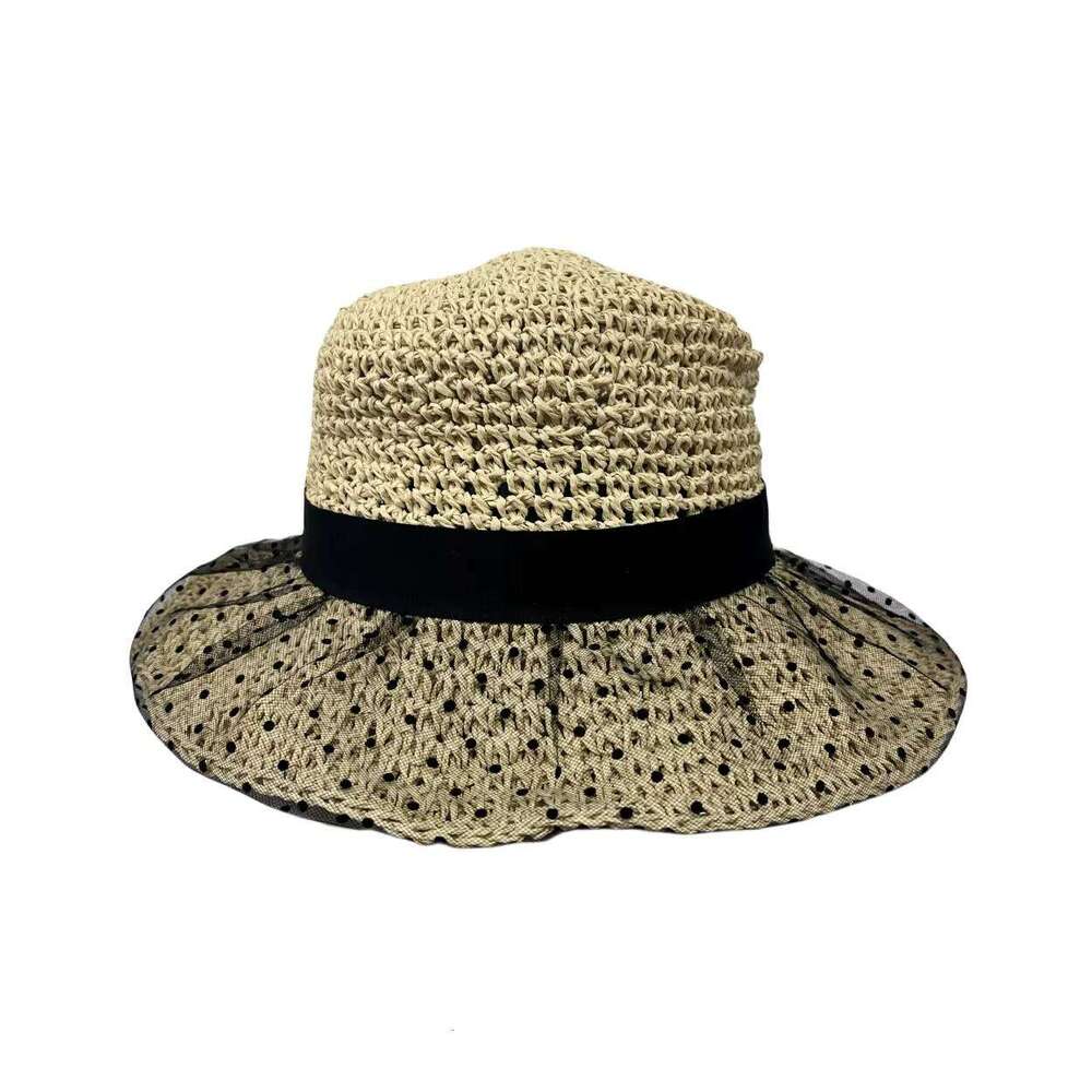 New Arrival Boho Braided Large Brim Women Small Incense Net Gauze Straw Travel Beach Foldable Sun Hat