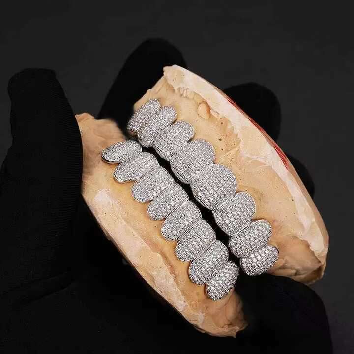 8 Top 8 Bottom Hip Hop Custom Iced Out Moissanite Grillz 925 Sterling Silver Different Rapper Style for Men
