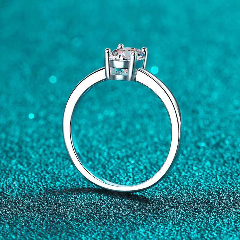 Factory Wholesale Minimalist Design Wedding Engagement Moissanite Ring 925 Sterling Silver for Women