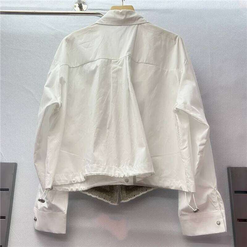 DEAT Women's Shirt Loose Patchwork Knitted Bow Single Breasted Solid Color Short Casual Blouse Summer 2025 New Fashion 29L9109