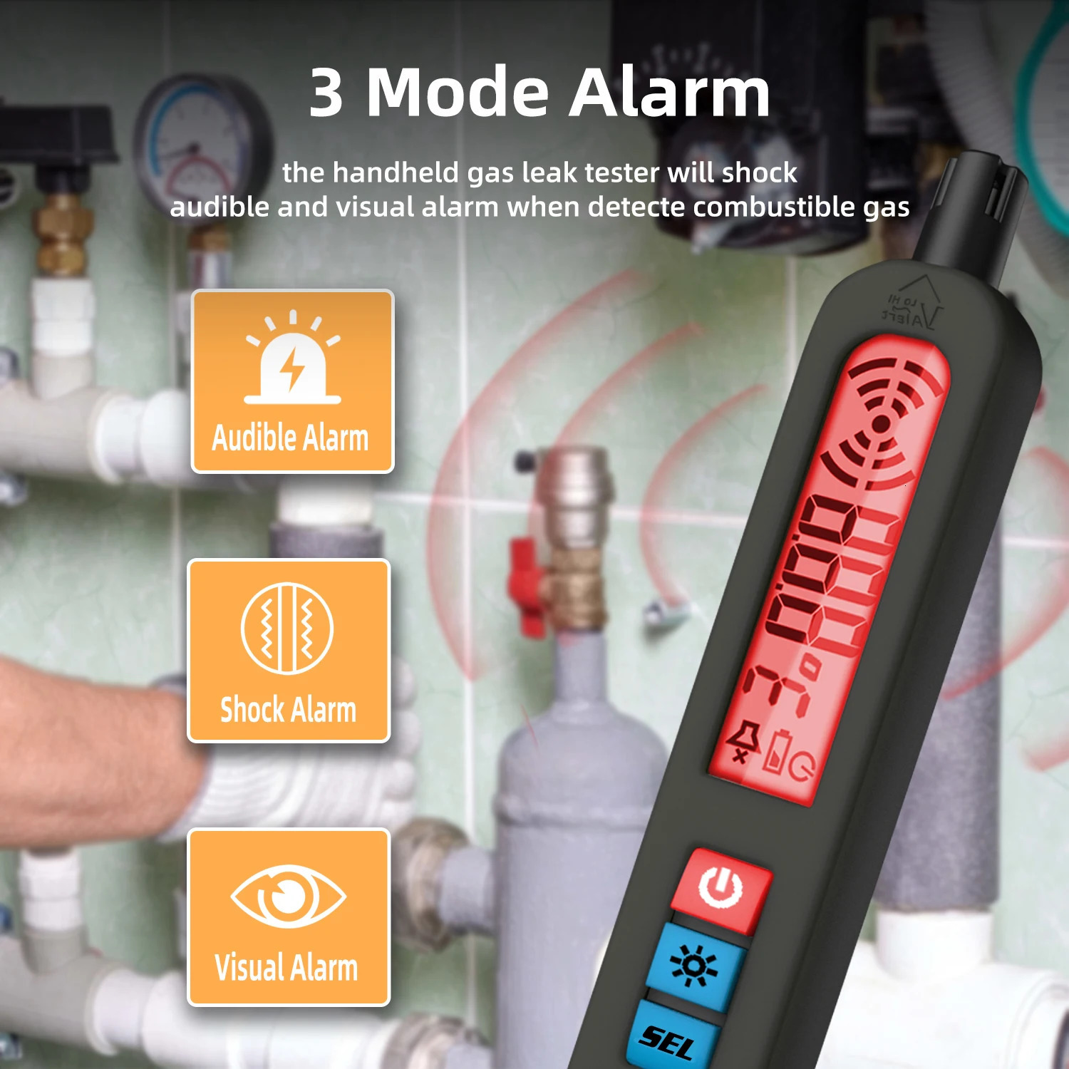 BSIDE Gas Leak Detector Combustible Natural Co2 Flammable Alcohol LPG Methane Analyzer Rechargeable Buzzer Alarm PPM LEL Tester 250529 - view 4