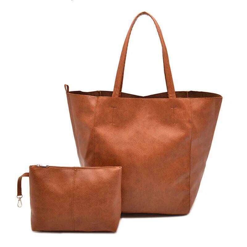Brown Oversized Slouchy Tote Handbag for Women Weekender Soft Leather Campus Bag