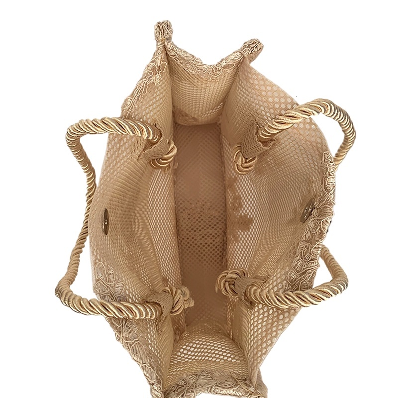 designer 2025 Embroidered Hollow Matte Silk Hot-Selling Straw Woven Handbag Travel Vacation Beach Bag Lace Bag
