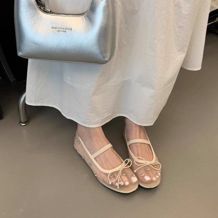 Designer Heels and Ballet Flats Elegant Princess Shoes with Butterfly Knot Fashionable Net Design Soft Sole and Sparkling Rhinestones Perfect for Any 