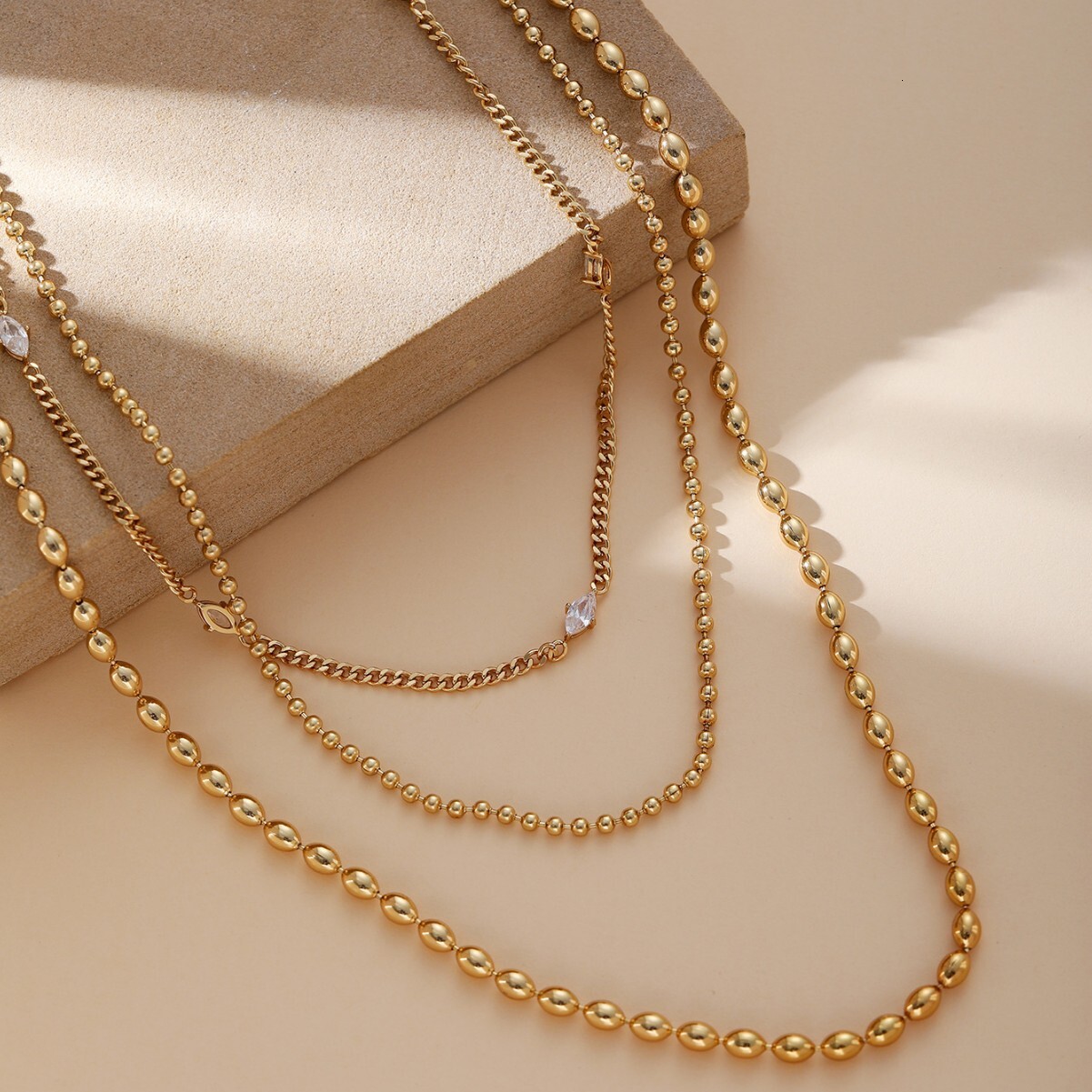 Layered Elegant Round Chain Zircon Necklace Versatile Fashion Women's Party Commuting Jewelry