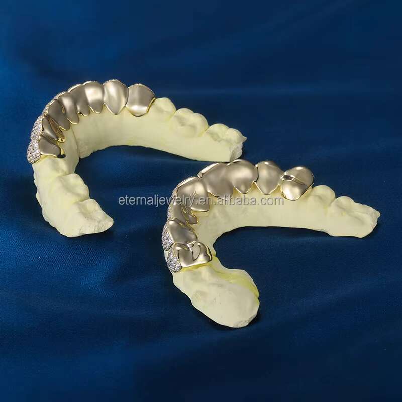Top Bottom 4 6 8 10 S925 Silver VVS Moissanite 10K 14K 18K Solid Gold Yellow Gold Teeth Grillz