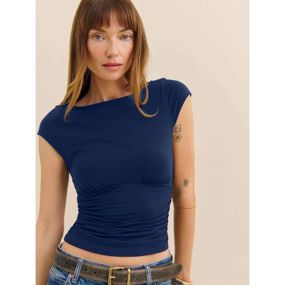 Women's Slim Fit Short Sleeve Summer Solid Color Base T-Shirt New Style