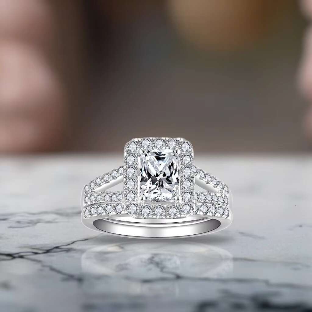 6*9mm 2CT D Color Moissanite Gemstone Ring Elegant Classic Oval Design 925 Silver Classic Wedding Oval Moissanite Set Rings