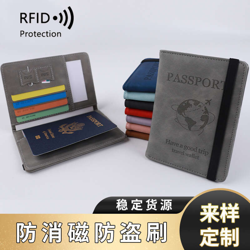 PU Leather Strap Travel Anti-Magnetic RFID Ticket Holder Document Bag Passport Cover Protector