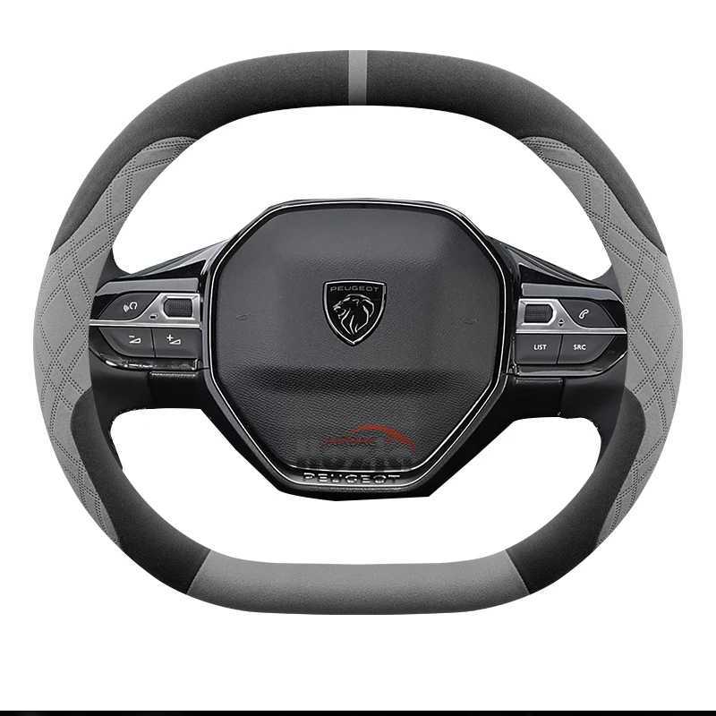 Suede Leather Car Steering Wheel Cover for Peugeot E-3008 3008 E-2008 2008 E-308 GT 2021 2022 2023 2024 2025 Auto Accessories R250603