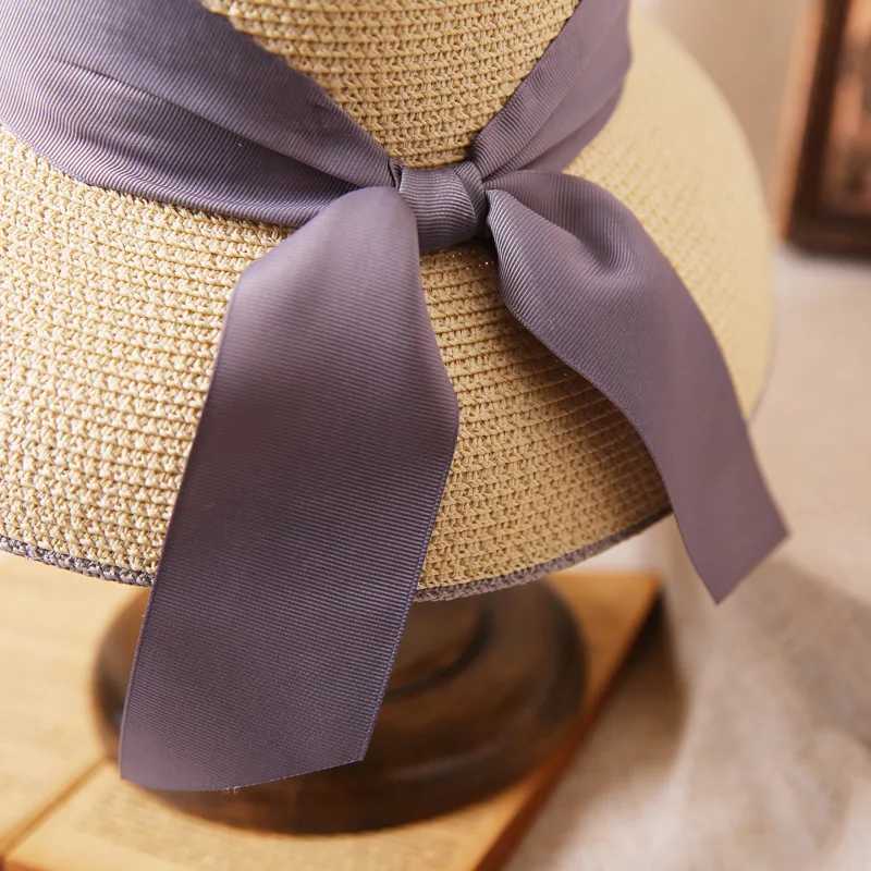 2025 Hepburn Sun Hats Women Summer Sunscreen Straw Hat Female Designer Retro Bow French Elegant Hat Big Brim Sunshade Beach Hat W250602