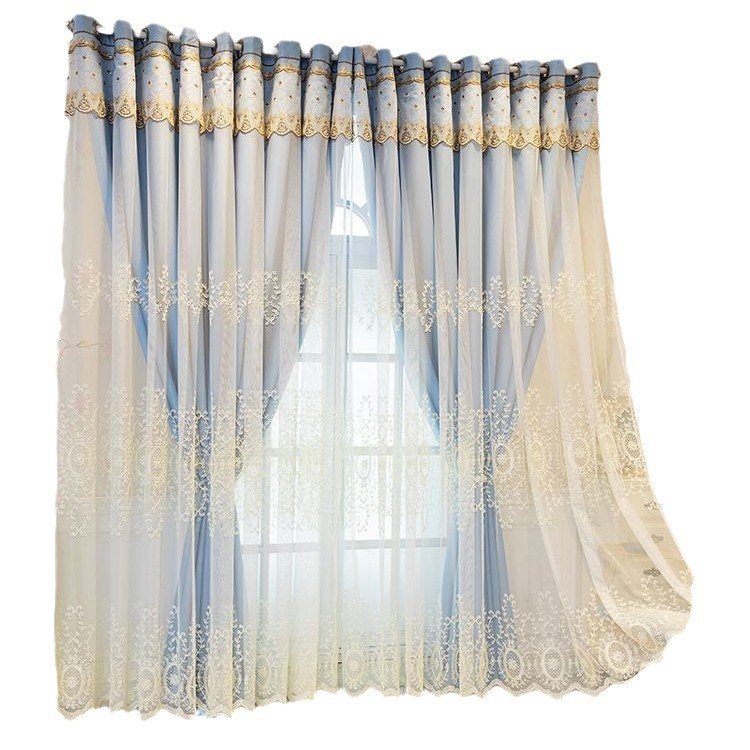 T0503 simple European style embroidery yarn one-piece finished living room bedroom atmospheric floating embroidery curtain