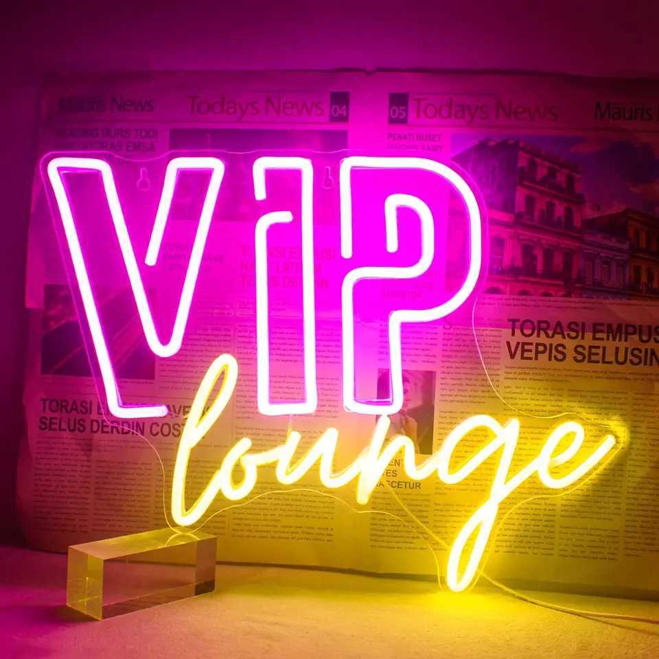 VIP Lounge Neon Sign USB Powered LED Light On/Off Switch Night Lamp Up Sign Wall Decor for Business Office Room Party Bar Hotel XJ250602