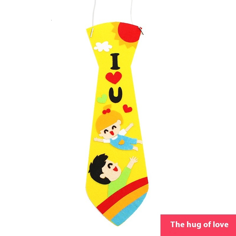 Father's Day DIY Handmade Tie Non-Woven Fabric Sticker Craft for Children Material Kit Educational Kindergarten Creative Gift