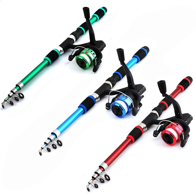 Fishing Pole Set Full Kits With Telescopic Rod And Spinning Reel Baits Hooks Travel 250530