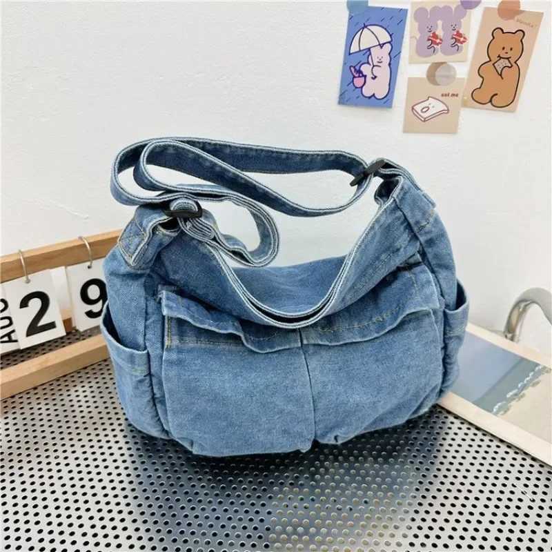 Denim Vintage Messenger Bag for Women Tote Handbag Fashion Jeans Crossbody Shoulder Bag Large Capacity Causal Ladies Satchel Bag W250602
