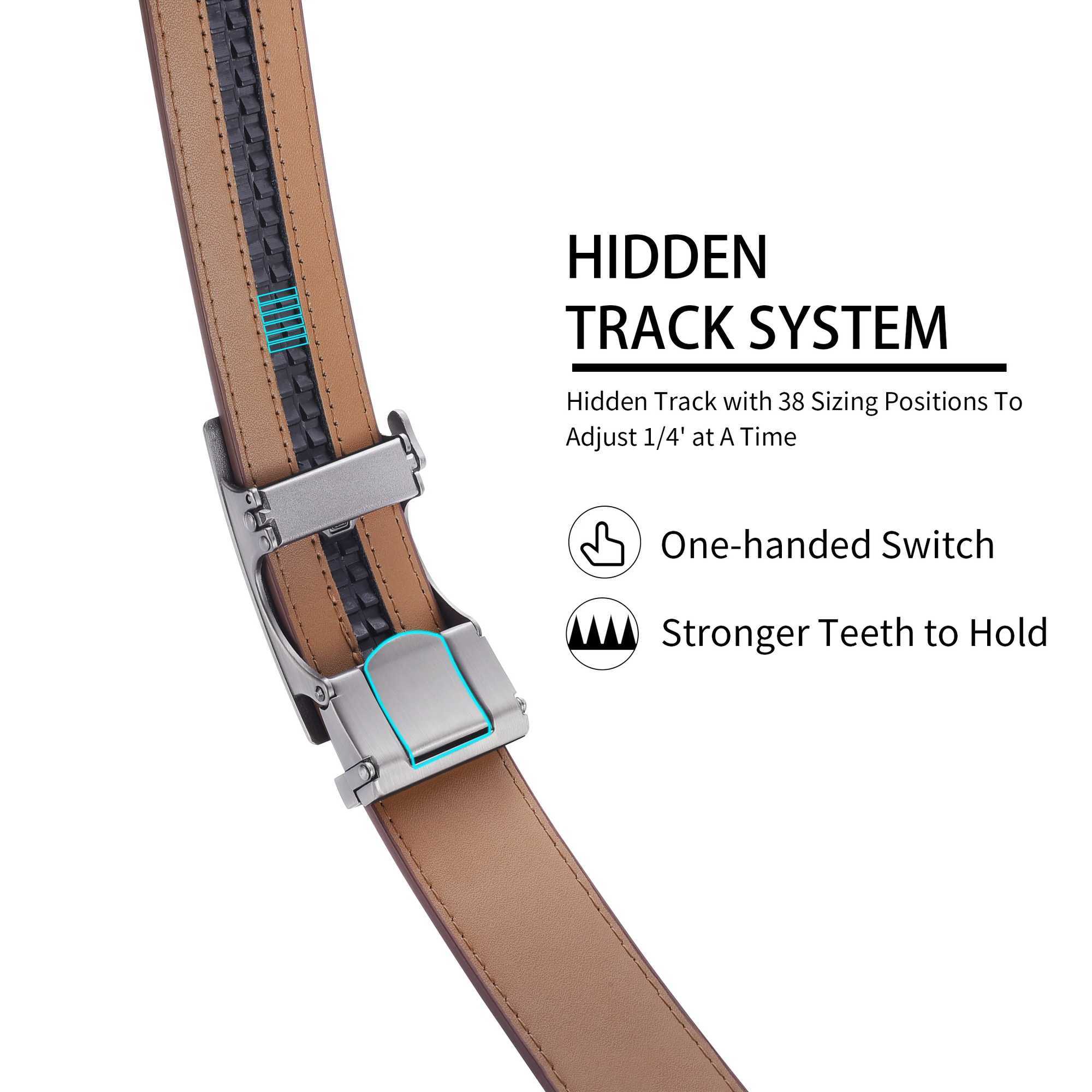 Mens Belt Simple and Versatile for Business and Leisure Smooth Belt Coffee Brown Leather Cowhide Automatic Middle-aged Pants XJ250602