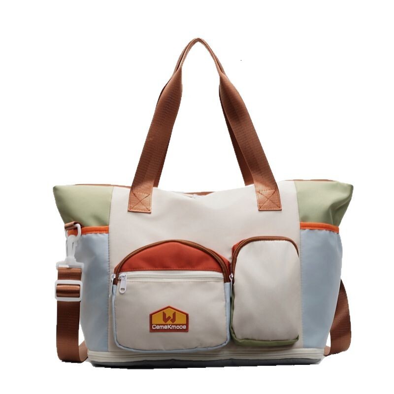 Color-Block Casual Sports Fiess Women, Large Capacity Handheld and Crossbody Lage Bag, Lightweight Short-Distance Business Trip Travel Bag for Men