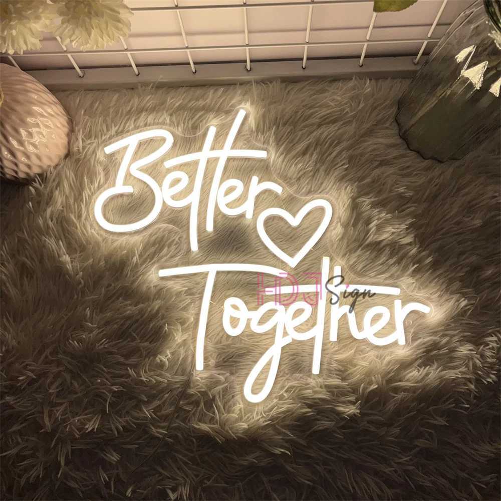 Better Together Neon LED Sign Wedding Wall Hanging Decor Neon Lights USB Wedding Bedroom Room Art Decoration Neon Signs XJ250602
