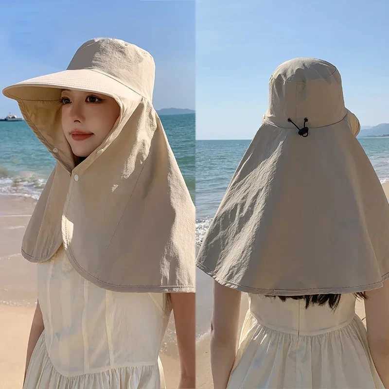 Summer for Women Outdoor UV Anti Neck Protection Sun Visors for Fishing Hiking Big Brim Shawl Sunscreen Fisherman Cap W250602