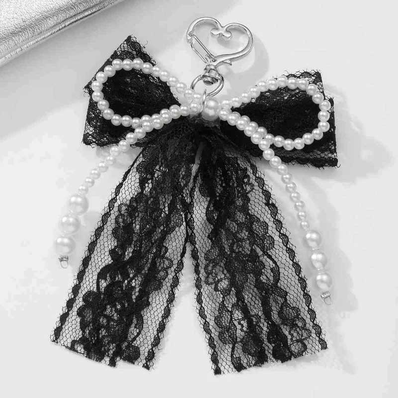 2025 New Korean Sweet Pearl Bow Keychain Heart Pendant Keyring Y2K Aesthetic Key Holder for Girls Bag Pendant Accessories XJ250602