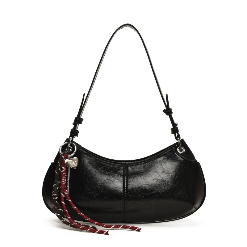 Style Trendy New High-Quality Oil Wax Leather Bag Versatile Fashionable Personality Solid Color Single Shoulder Women's Bag New Free Delivery Des