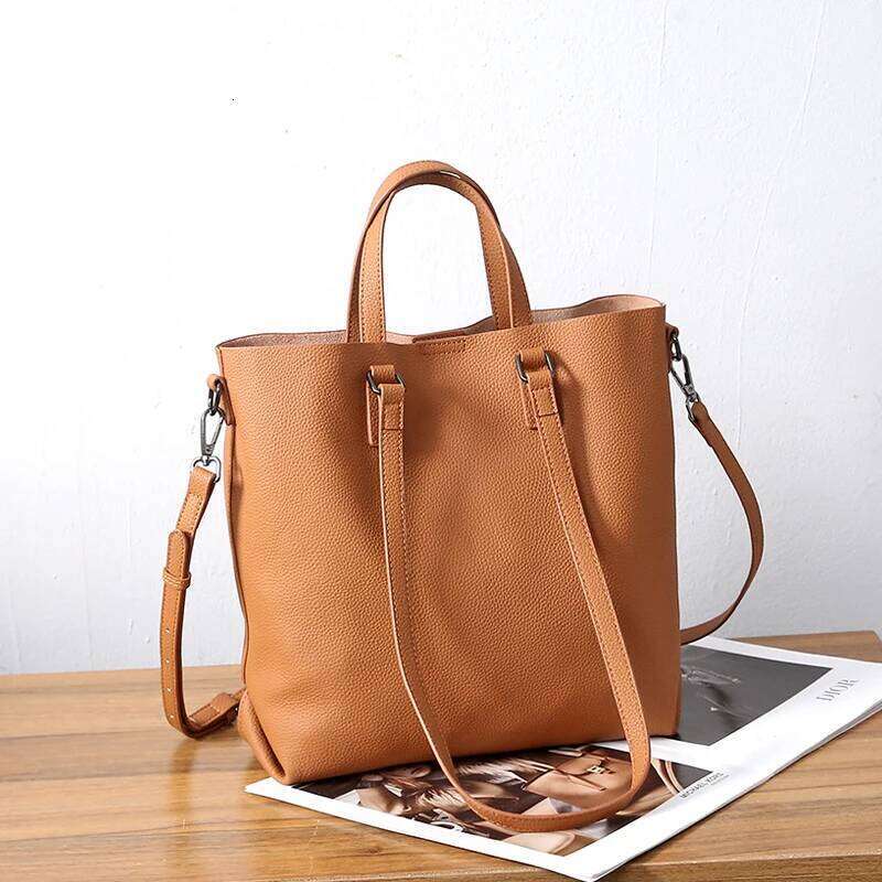 Women Cowhide Genuine Leather Shoulder Bag Female Casual Large Capacity Office Totes Handbag Ladies Work Strap Crossbody Bags