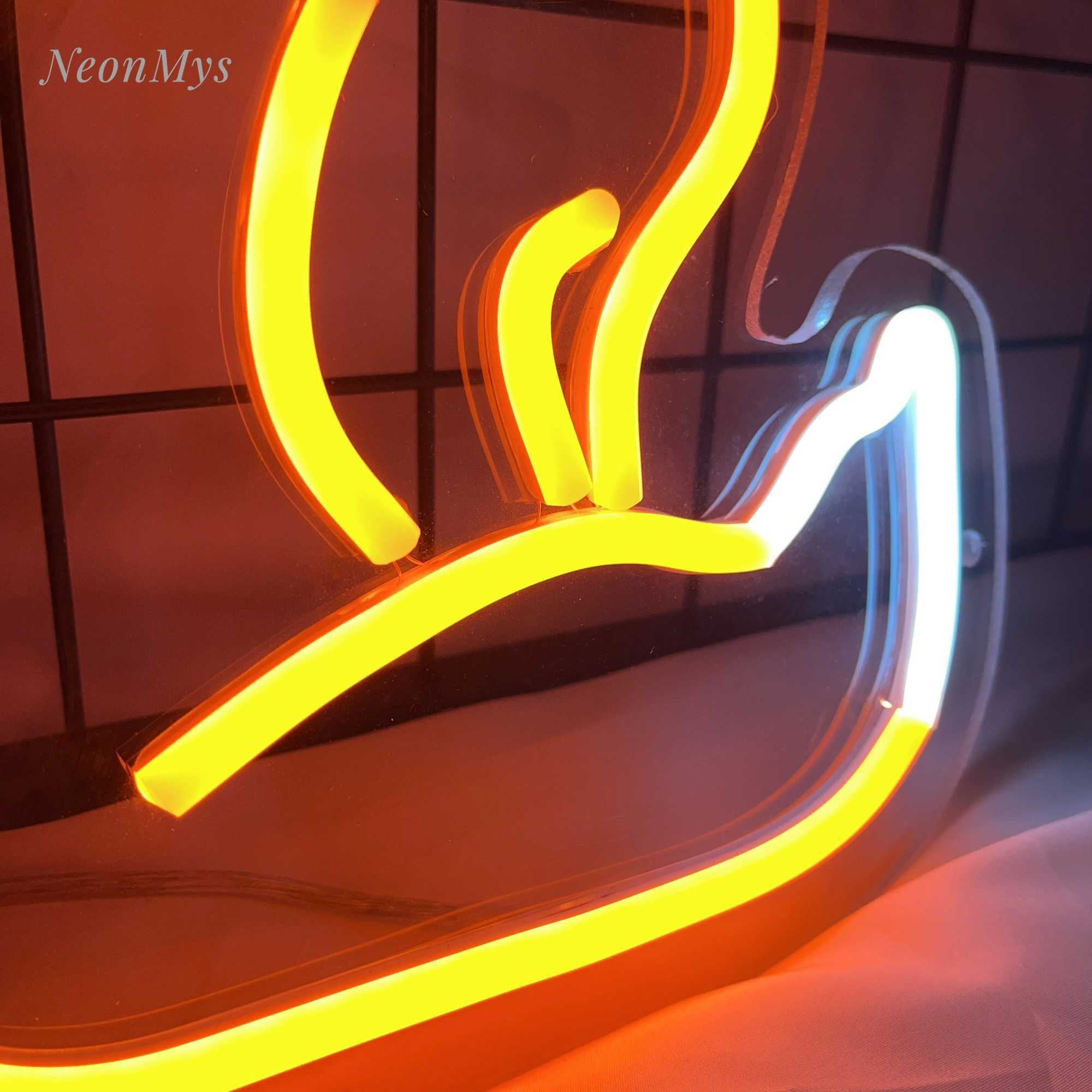Fox Neon Signs Bar Club Gaming Room Art Wall Decoration Bedroom Christmas Party Decor for Teen Lamp Night Light Animal LED Lamps XJ250602