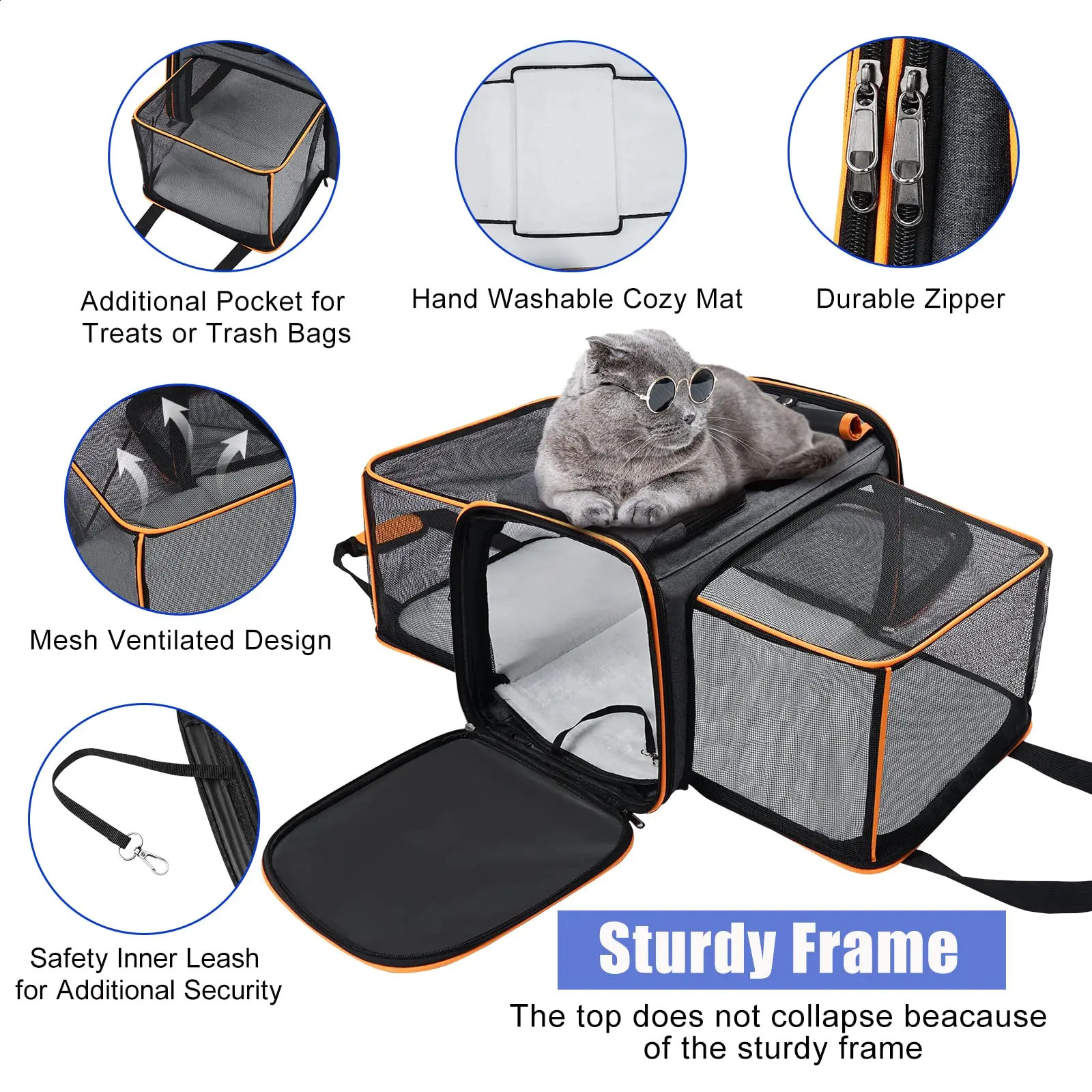 Airline Approved Expandable Pet Large Reversible Expandable Dog and Cat - Essential Travel Bag for Outings 250526